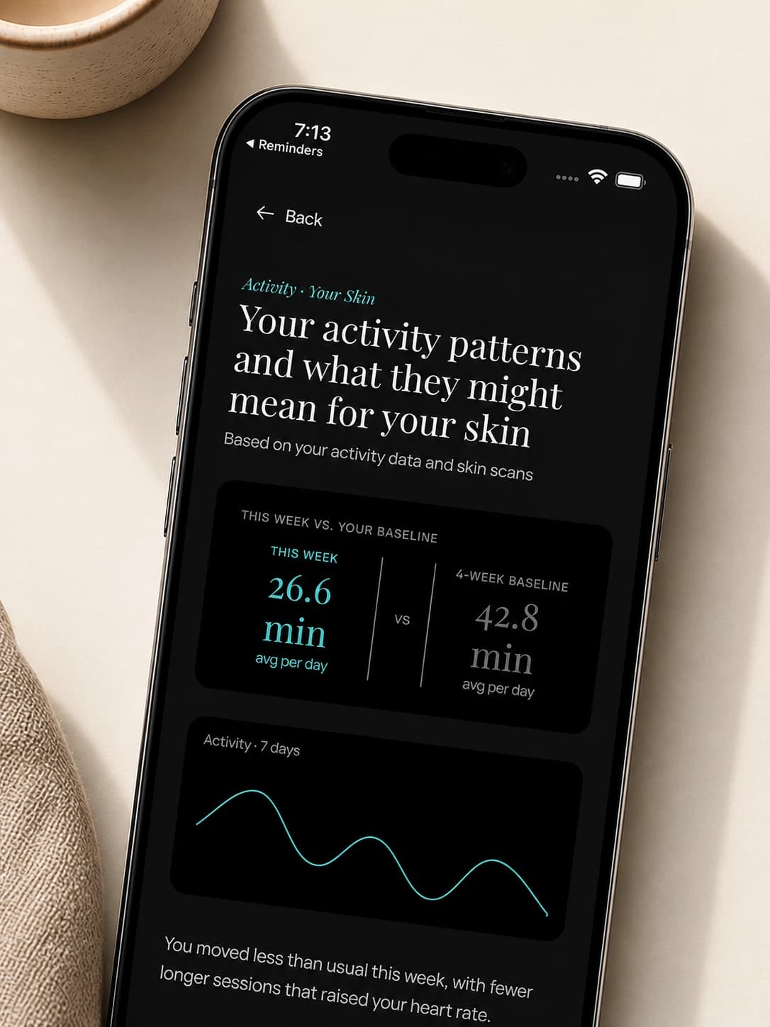 Stella showing skin scores alongside sleep, stress, and cycle context