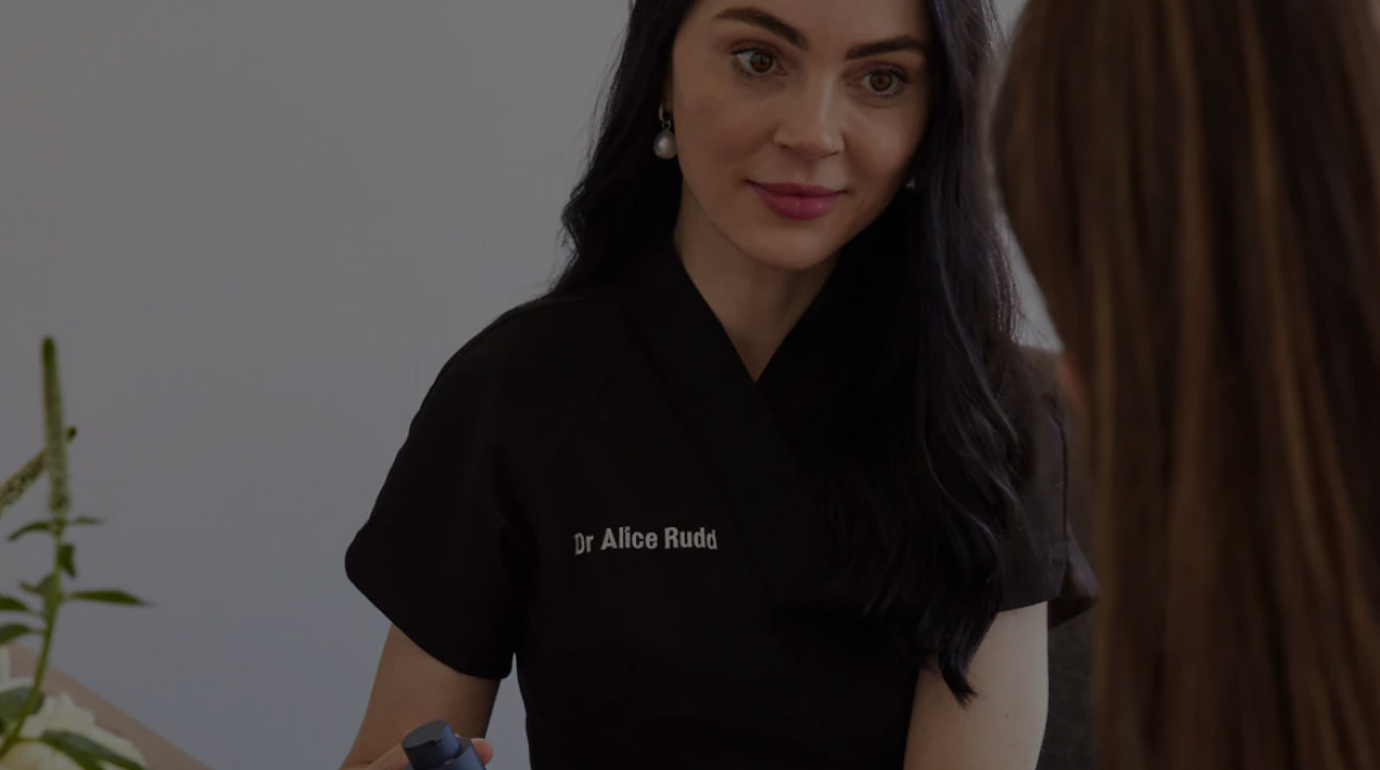 Dr Alice Rudd consulting in clinic with patient – co-founder of Stella, expert in dermatology and skin health.