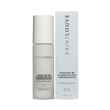Saint Louve Vitamin B3, B5 and Hyaluronic Acid Hydrating Serum with its box